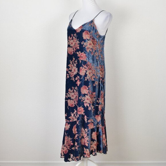 Line & Dot Floral Velvet Burnout Midi Dress NEW - S - Picture 4 of 9